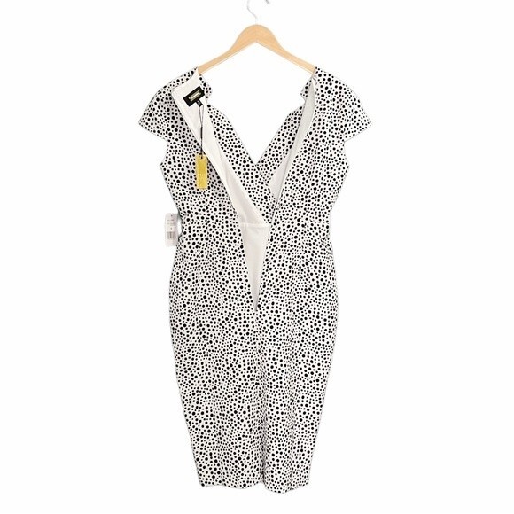 NWT Alexia Admor Dress White Black Polka Dots Cap Sleeve Sheath Women’s Size 6 - Picture 4 of 16